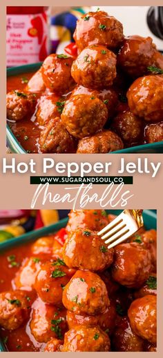 2 bowls of hot pepper jelly meatballs Recipes With Hot Pepper Jelly, Spicy Meatballs Appetizers, Jelly Meatball Recipe, Spicy Treats, Meatball Appetizer Recipe, Jelly Meatballs, Red Pepper Jelly, Spicy Meatballs