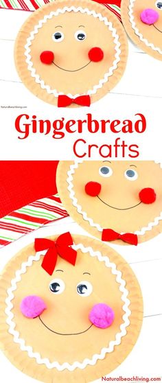 paper plate gingerbread crafts with the words gingerbread crafts on it and an image of two