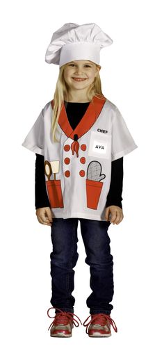 <p><span>Cooking seems to be much more fun when Little Chefs can look the part. Whether helping mom in the kitchen or cooking with dad on the grill. All the details are silk screened on this chef coat, right down to the spatula and oven mitt. Fits most ages 3-6. Chef Hat sold Separately.</span></p> Chef Halloween Costume, Happy Chef, Chef Uniforms, Junior Chef, Chef Hats, Chef Clothes, Chef Uniform, Chef Coat, Chef Hat