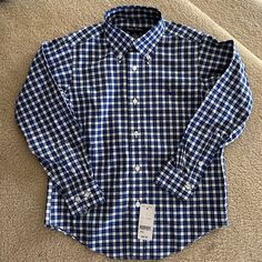 Brand New With Tags! Size S Retail $50 Plaid Button-up School Top, Blue School Shirt With Button Closure, Plaid Collared Shirt For School, Brothers Shirts, Brooks Brothers, Shirt Color, Kids Shirts, Gingham, Shirts Tops