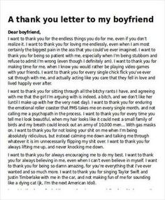 a letter to someone from their boyfriend