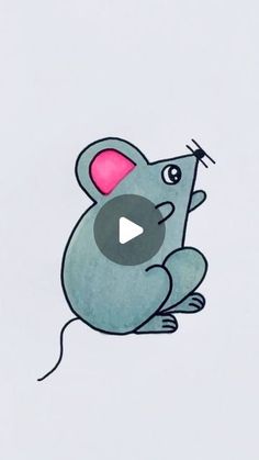 a drawing of a mouse with a pink nose