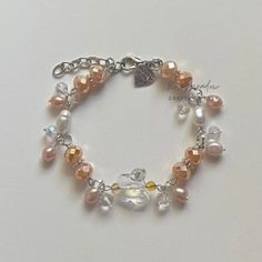 Handmade Clear Beaded Bracelets, Wired Bracelet, Handmade Elegant Glass Beaded Bracelets, Elegant Handmade Glass Bracelets, Y2k Charm Bracelet, Elegant Handmade Glass Crystal Bracelet, Elegant Handmade Crystal Glass Bracelet, Ethereal Jewelry, Orange Bracelet