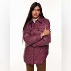 Brand New With Tags Aritzia Wilfred Ganna Quilted Jacket In Spiced Burgundy Shirt Jacket Outfit, Ganna Jacket, Jacket Aritzia, Aritzia Jacket, Aritzia Wilfred, Fall Jackets, Burgundy Color, Quilted Jacket, Jacket Outfits