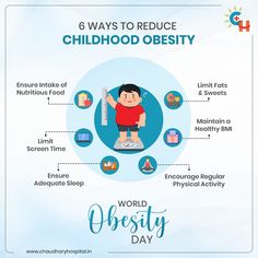 a child on a scale with the words, 6 ways to reduce childhood obeity