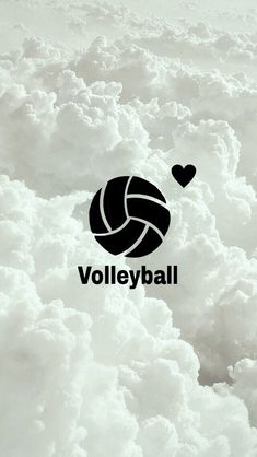 the volleyball ball is in the middle of some clouds with a heart on it's side