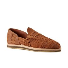 Leather slip-ons handwoven in Guatemala Casual Woven Leather Slip-on Huarache Sandals, Brown Slip-on Huarache Sandals With Textured Sole, Brown Slip-on Moccasins With Woven Sole, Artisan Slip-on Huaraches With Woven Sole, Brown Leather Huaraches With Textured Sole, Leather Slip-ons With Stitched Sole For Beach, Brown Slip-ons With Woven Sole, Artisan Huarache Sandals With Woven Sole, Artisan Leather Huaraches With Woven Sole