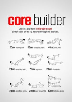 the core builder workout poster shows how to do an exercise with one hand and two hands