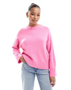 Trøjer og cardiganer fra ASOS DESIGN Når der er udsigt til hyggedage Enkelt design Rund hals Lange ærmer Firkantet pasform Basic Pink Scoop Neck T-shirt, Cheap Pink Scoop Neck T-shirt, Pink Cotton Crew Neck T-shirt, Pink Stretch T-shirt With Scoop Neck, Pink Crew Neck T-shirt With Pockets, Destination Dress, Wide Jeans, Crew Neck Jumper, Plain Design