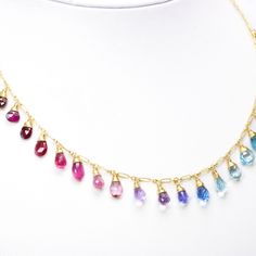 Rainbow Gemstone Necklace Colorful Stone Necklace Precious Gemstone Necklace Multi Stone Drop Necklace Rainbow Necklace Sapphire Necklace (30763 - 4) Elegant Rainbow Pendant Necklaces, Multicolor Briolette Gemstones Fine Jewelry, Fine Jewelry With Multicolor Briolette Gemstones, Multicolor Briolette Stone Necklace, Rainbow Multi-stone Pendant Jewelry, Multicolor Gemstone Dangle Necklaces, Multicolor Gemstone Dangle Necklace, Multicolor Briolette Necklaces For Jewelry Making, Rainbow Gemstone Pendant Jewelry