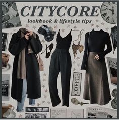 Urban Dark Academia, Urban Academia Aesthetic, Girly Academia Outfits, Dark Citycore Aesthetic, Citycore Outfit, Citycore Aesthetic Outfits, City Core Aesthetic, Urban Academia, Citycore Aesthetic