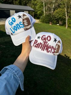 Customizable trucker hats!  🏈 any sport!  🏈 any color writing/detail! **white hats available ONLY** Cheap Team-colored Trucker Hat For Sports Events, Cheap Trucker Hat With Letter Print For Sports, Cheap Letter Print Trucker Hat For Birthday, Color Writing, Shop Small Business Quotes, White Hats, White Hat, Shop Small Business, Store Front