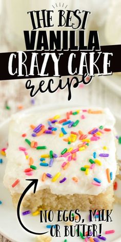 Vanilla Crazy Cake Vanilla Wacky Cake Recipe, Vanilla Wacky Cake, Vanilla Crazy Cake, Cake Recipes Without Milk, Cake Without Eggs, Crazy Cake Recipes, Wacky Cake Recipe, Egg Free Baking, Wacky Cake