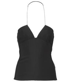 Nensi Dojaka - Crêpe halterneck top | Mytheresa V-neck Halter Top With Built-in Bra For Party, Chic Tops With Built-in Bra And Fitted Bodice, Party Halter Top With Spaghetti Straps And Built-in Bra, Chic Halter Neck Camisole With Built-in Bra, Party V-neck Halter Top With Built-in Bra, Elegant Backless Tank Top With Built-in Bra, Chic Halter Neck Top With Built-in Bra, Evening Halter Top With Built-in Bra, Evening Backless Top With Built-in Bra