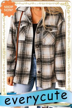 Black Vintage Plaid Fleece Lining Jacket The Jack, Stylish Jackets, Vintage Plaid, Black Vintage, Fashion Essentials, Outerwear Women, Plaid Pattern, Elegant Style, Classic Looks