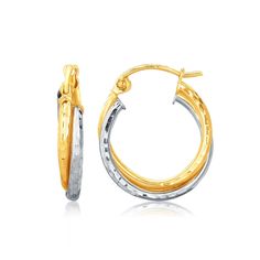 Buy LOVCIA Luxury 14k White and Yellow Gold Twisted Hammered Hoop Earrings Hammered Hoop Earrings, Snap Lock, Twist Style, Chain Anklet, Diamond Design, Gold Hoop Earrings, Metal Stamping, Shop Earrings, Gold Metal