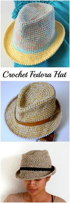 crochet fedora hat pattern for beginners to sew, with instructions