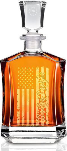 an american flag bottle is shown on a white background