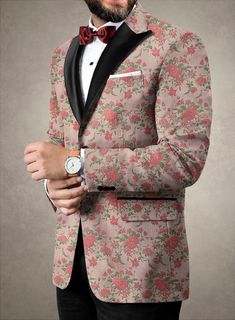 Polish off any dapper ensemble with the classy definition of our Italian Silk Salci Tuxedo Jacket. Painstakingly crafted from a blend of polyester and viscose, it ensures a comfortable fit all day and night, allowing you to move with ease and grace. Enveloped in a delicate floral motif, the vivid, lifelike blooms bring a touch of nature's splendor to your attire, ensuring you stand out in any crowd. Whether you're attending a wedding, a black-tie gala, or a chic soirée, this tuxedo jacket adds a Classy Definition, Master Tailor, Black Tie Gala, Tuxedo Jacket, Black Cherry, Day And Night, Covered Buttons, Hat Sizes, Black Tie