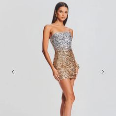 Gorgeous Retrofete Silver And Gold Ombr Sequin Mini Dress!! Size Xs, Worn Only Once, And In Perfect Condition! So Cute For Any Upcoming Fall Dances/Events And Super Flattering Fit :)) Strapless Sparkling Sequin Dress For Gala, Metallic Sequined Evening Dress For Gala, Metallic Sequin Dress For Gala, Champagne Sequin Gala Dress, Champagne Contrast Sequin Dress For Gala, Champagne Sequin Mini Dress For Gala, Strapless Champagne Sequined Evening Dress, Strapless Champagne Evening Dress With Sequins, Glamorous Metallic Sequin Dress For Gala