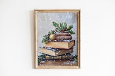 Rustic Snowy Christmas Print Christmas Wall Art Book Art Christmas Printable Vintage Christmas Painting Dark Academia Decor Winter Holiday Check out the full Christmas and Winter Collection: https://etsy.me/42t3yjc Title: Snowy Bookstack 1 PSK11 Original Art Inspired by vintage art pieces, with a modern twist, this artwork depicts a moody painting of a book stack complete with falling snow - perfect for Christmas and Winter!  This is a spectacular, neutral, printable piece of art that will go well with your home decor, and will liven up any room, and is perfect for anyone that likes to decorate with cottagecore decor, rustic home decor, vintage art, coquette room decor, and even abstract art. This artwork was created by Golden Mountain Print Shop just for you!  Please note, this is a digit Book Art Christmas, Painting Dark Academia, Golden Mountain, Moody Painting, Painting Dark, Academia Decor, Coquette Room, Dark Academia Decor, Snowy Christmas