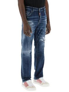 These DSQUARED2 642 five-pocket jeans are the ultimate blend of cool and comfort. With a dark destroyed wash and a regular, tapered cut, they're perfect for any casual occasion. Plus, the signature band-aid patch on the back pocket adds a playful touch to your everyday style. Made of stretch cotton denim Hidden button closure and belt loops Features rips and abrasions on the legs Regular fit with a tapered cut Diaper Backpack, Pocket Jeans, Everyday Style, Womens Backpack, Stretch Cotton, Back Pocket, Size Clothing, Everyday Fashion, Bags Women