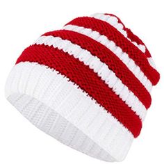 This christmas beanie soft slouchy knit warm winter unisex cap features red and white wonderful colors for men and women. The winter unisex cap is one size fits most with a head measurement of 22.3" (57cm). This is stretchable knitted cable caps that can be hand washed with cool water, mild soap, and line dry. Comfortable to carry around for any outdoor activities you might want such as skiing, snowboarding, camping, and many more. This beanie is lightweight but very thick and soft for brutal wi Red Beanie Hat, Christmas Beanie, Red Beanie, Winter Knit Hats, Gift Giver, Winter Knits, Kids Safe, Mild Soap, Store Credit Cards