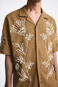 Embroidery Shirt Men, Floral Embroidered Shirt, Fancy Shirt, Indian Men Fashion, Embroidery Shirt, Embroidery On Clothes, Shirt Embroidery, Embroidered Clothes