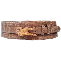 BARRY KISELSTEIN-CORD Nude Alligator Belt Goldtone Sterling Frog Buckle Large | From a unique collection of rare vintage Belts at https://www.1stdibs.com/fashion/accessories/belts/. Luxury Crocodile Pattern Belt Buckle For Formal Wear, Luxury Formal Belt Buckle With Crocodile Pattern, Luxury Crocodile Pattern Belt For Formal Occasions, Elegant Luxury Belts With Crocodile Pattern, Alligator Belt, Purple Belt, Suede Belt, Louis Vuitton Belt, A Frog