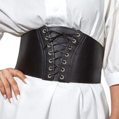 Brand New And Amazing Black Structured Faux Leather Corset Belt. Stretchy Elastic Waistband And Triple Snap Button Closure. 6" At The Widest Point And Can Stretch 26"-34" Love Belts? Check Out What Else I’ve Got! Bundle To Save! Elegant Faux Leather Corset Belt, Black Corset Belt, Silk Formal Dress, White Lace Corset, Leather Corset Belt, Bling Belts, Womens Leather Belt, Suspenders Set, Corset Belt