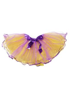 TT032PPY.JPG?0 Yellow Tutu Skirt, Petti Skirt, Yellow Tutu, Long Tutu, Purple And Yellow, Satin Bow, Tutu Skirt, Soft Texture, For Girls