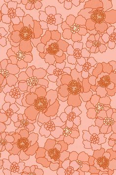 an orange and pink flowered background with lots of small white flowers on the bottom