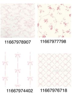 four different types of wallpapers with bows and ribbons on the bottom, one in pink