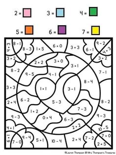 the color by number coloring page for kids with numbers and shapes to print out on