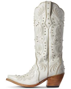 Ariat Women's Pearl Snow White Western Boots - Snip Toe, White White Cowgirl Boots, White Cowboy Boots, Wedding Boots, Western Boot, Calf Boots, Leather Pulls, Cowgirl Boots, Western Wear, Favorite Jeans