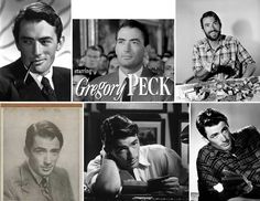 black and white photos of men with different facial expressions, including one man looking at the camera