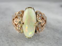 Opulent Opal Cocktail Ring in Fine Rose Gold by MSJewelers on Etsy Mixed Metal Rings, Ethiopian Opal Ring, Victorian Rings, Ring With Diamond, Diamond Cocktail Rings, Crown Jewels, Dream Jewelry, Squirrels, Opal Jewelry