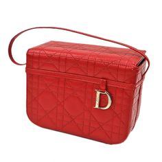 Christian Dior Cannage Leather Vanity Bag Red Approx. W16 X H13 X D8.5cm Red Luxury Box Bag For Travel, Luxury Red Box Bag With Dust Bag, Luxury Red Box Bag For Travel, Luxury Red Shoulder Box Bag, Luxury Red Box Bag For Shopping, Designer Red Box Shoulder Bag, Luxury Red Box Bag With Detachable Strap, Designer Red Box Bag, Designer Red Shoulder Box Bag