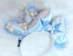 "Crush" BLUE~ Mouse EARS Headbands  ✨️ Fabric Mouse Ears (Minnie Ears) ✨️ Comfortable for All day wear! ✨️ 1" wide, comfy headband, lined with soft, crushed velvet, which helps keep your "EARS" in place! ✨️Fits most 3 year olds - up to adult size. ✨️ Great Quality fabrics and materials! 💫 Note:  The fabric on the EARS and headband is machine and hand sewn, allowing them to last for years to come! 💛All our EARS are handmade by me!  I take extra time to machine and hand sew each and every pair! ❤️ Note:   *Please keep in mind that Colors may vary slightly due to phones/computer screens. *Our "EARS" may vary slightly in fabric patterns as well, making each pair "one of a kind" in their own unique way! *All our "EARS" are made using non water proof  fabric and should be handled with care.  T Headbands Fabric, Fabric Mouse, Blue Mouse, Coquette Kawaii, Lace Coquette, Kawaii Pastel Goth, Mouse Ears Headband, Pearl And Lace, Minnie Ears