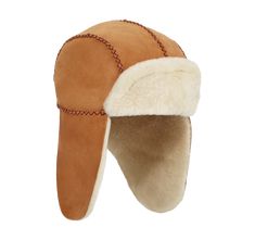 Made from genuine slim sheepskin treated for enhanced water resistance, this trapper-style hat features cozy earflaps to keep your little one warm in style. Pair with our matching sheepskin gloves. | Genuine slim sheepskin with water resistance. Functional earflaps. UGG woven logo. | UGG Toddlers' Sheepskin Trapper with Stitch Hats in Chestnut, Size 2/4 YRS Shearling Hat With Faux Fur Lining And Ear Flaps, Sheepskin Hat With Faux Fur Lining And Ear Flaps, Sheepskin Hats With Ear Flaps For Outdoor, Sheepskin Outdoor Hat With Ear Flaps, Lux Gifts, Sheepskin Gloves, Trapper Hat, Toddler Accessories, Sheep Skin