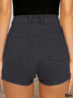 Bjux - Womens High Rise Double Side Line Denim Shorts with Zipper Button Closure - Classic Casual High Waist Short Pants Blue Denim Bottoms With Zip Fly For Summer, Casual Black Bottoms With Button Zip Fly, Summer Denim Blue Bottoms With Zip Fly, Trendy High Rise Bottoms With Zip Fly, Dark Wash Bottoms With Zip Fly For Summer, High Waist Pants With Button Zip Fly For Summer, High Waist Summer Pants With Button Zip Fly, Summer Dark Wash Bottoms With Zip Fly, High Waist Stretch Bottoms With Button Zip Fly