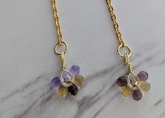 Wire Wrapped Branch Earrings Made With Purple Toned Czech Teardrop Crystals and Gold Plated Artistic Wire: Amazon.ca: Handmade Branch Earrings, Artistic Wire, Dog Earrings, Handmade Wire Wrapped, Teardrop Beads, Wire Wrapped Earrings, Something Went Wrong, Amazon Handmade, Handmade Wire