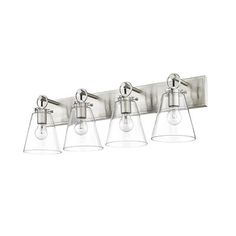 three light bathroom fixture with clear glass shades