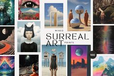 an image of surreal art prints displayed in multiple pictures with the words mixed, surreal art prints