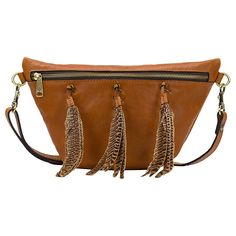 Patricia Nash Tinchi Leather Feather-Accented Convertible Belt Bag If you fancy carrying your essentials in a hands-free way, this bag is for you. The Tinchi is the belt bag that makes a fashion statement. Put it around your waist and have everything right at hand. You can also wear it as a crossbody or drape it over your shoulder. Crafted in glazed Nappa boho, it is adorned with feathers and features a detachable, adjustable strap and a full-length zipper opening for easy access. Brown Crossbody Clutch For Travel, Brown Clutch With Removable Pouch For On-the-go, Leather Handle Pouch Clutch For Travel, Leather Clutch Bag For Fall, Leather Handheld Clutch For Travel, Fall Leather Clutch Bag, Brown Travel Clutch With Adjustable Strap, Leather Belt Bag With Detachable Handle For Travel, Travel Belt Bag With Detachable Strap And Clutch Shape