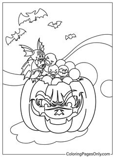 halloween coloring pages with pumpkins and bats