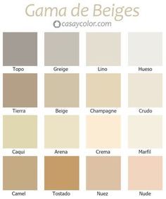 the names and colors of different shades of beiges, browns, tans, browns