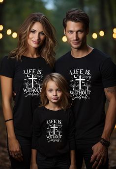 This Halloween Shirt for the family will get you in the Halloween spirit with a twist of faith in our 'Life Is Scary Without Jesus' shirt! This design combines a haunting Halloween vibe with an uplifting message, featuring distressed text and subtle creepy details like bats and ghostly figures. Perfect for those who want to spread a little light during the spooky season, this shirt is both stylish and meaningful. Made from premium, soft cotton, it's comfortable for any fall event--whether you're Black Long Sleeve T-shirt For Family Matching, Skeleton Costumes, Christian Halloween, Skeleton Costume, Fall Events, Jesus Shirt, Uplifting Messages, Halloween Spirit, Family Halloween