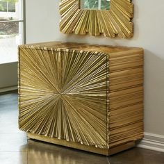 Linenfold Two-Drawer Chest-Global Views-GVSA-9.92663-DressersBrass-1-France and Son Radial Design, Accent Chests, Smart Tiles, Starburst Pattern, Accent Chest, Brass Wood, Global Views, Accent Doors, Drawer Chest