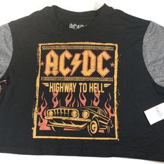 Nwt Unique Style, Ac/Dc Band Crop- Top T-Shirt. Perfect With Jeans And Has Silver Shimmer Sleeves. Width- 17" (Flat) Length- 15" (Flat) Casual Silver Tops With Graphic Print, Casual Silver Top With Graphic Print, Silver Cotton Top For Streetwear, Silver Cotton Tops For Streetwear, Silver Graphic Print Cotton Top, Silver Casual Top For Streetwear, Casual Silver Top For Streetwear, Silver Cotton Top With Graphic Print, Silver Cotton Tops With Graphic Print